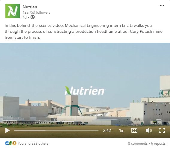 Nutrien LinkedIn post
