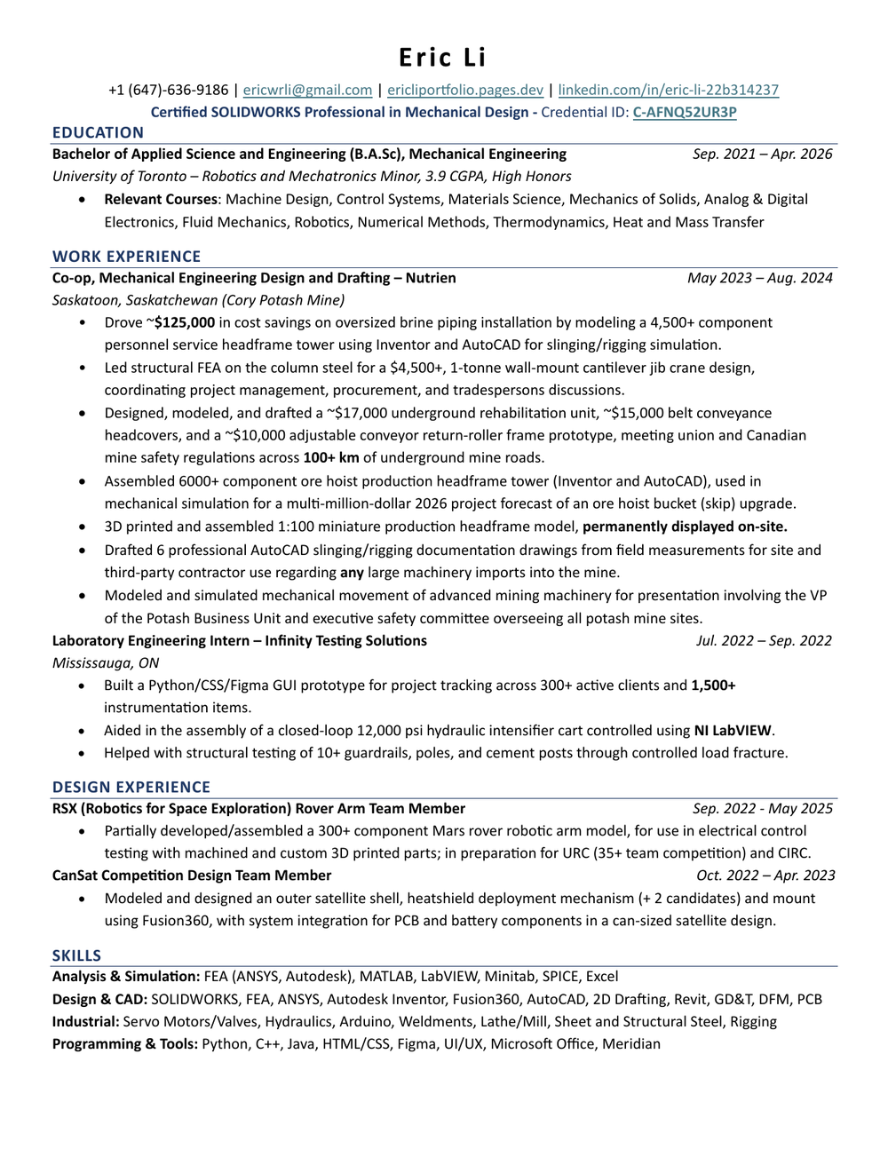 Eric Li resume